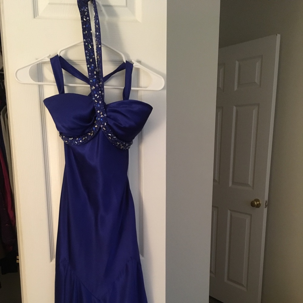 Blue silk dress